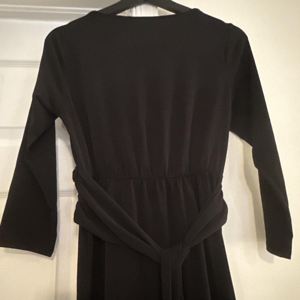 Motherhood Maternity Black Dress Size S 3/4 Sleeve with Waist Tie in Back - Picture 5 of 11